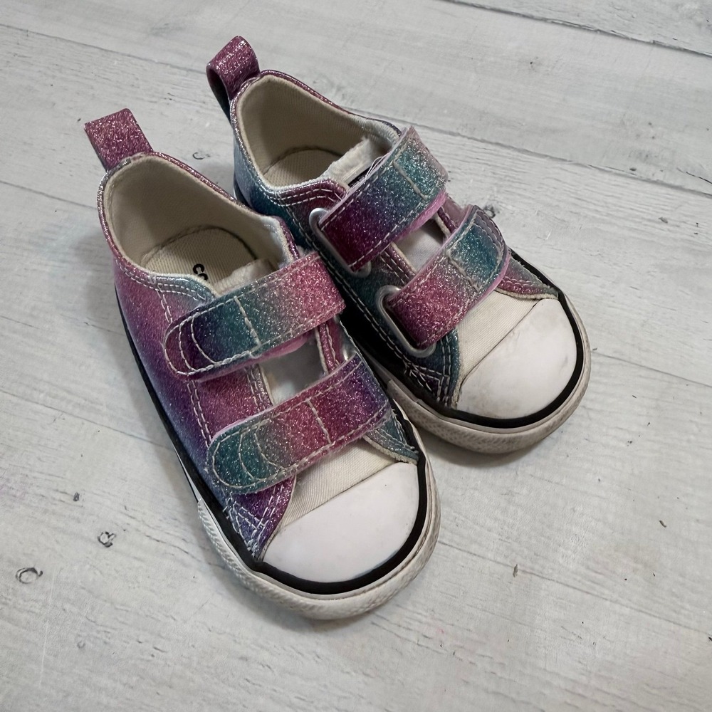 Converse girls blue pink purple shimmer shoes little kids size 5